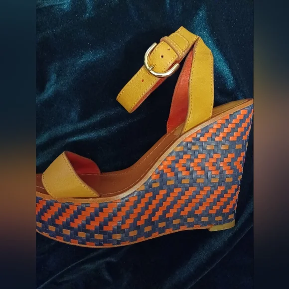 Coach Gemma Woven Leather Wedge Sandal - Picture 4 of 6